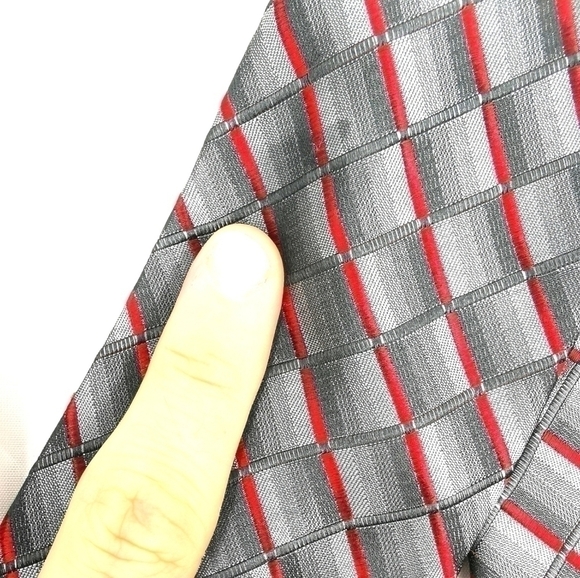 Apt 9 Red and Gray Polyester Modern Traditional Long Neck Tie Geometric Design - Picture 6 of 8